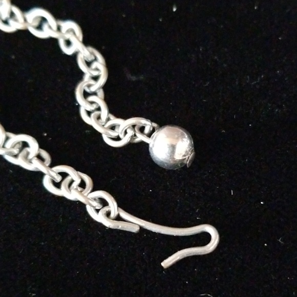 Vintage 1950s Rhinestone Heart Necklace Silver Tone - Picture 9 of 12